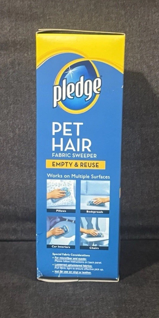 NEW Pledge Pet Hair Fabric Sweeper For Pet Hair – Empty & Reuse NIB