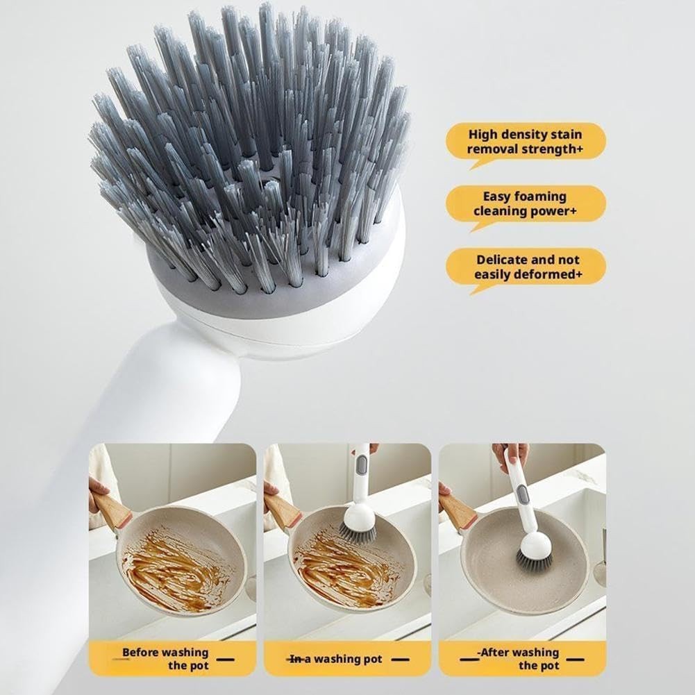 Dish Brush -6-in-1 Dish Brush W/ Detergent Dispenser Adjustable Angle & Rotating