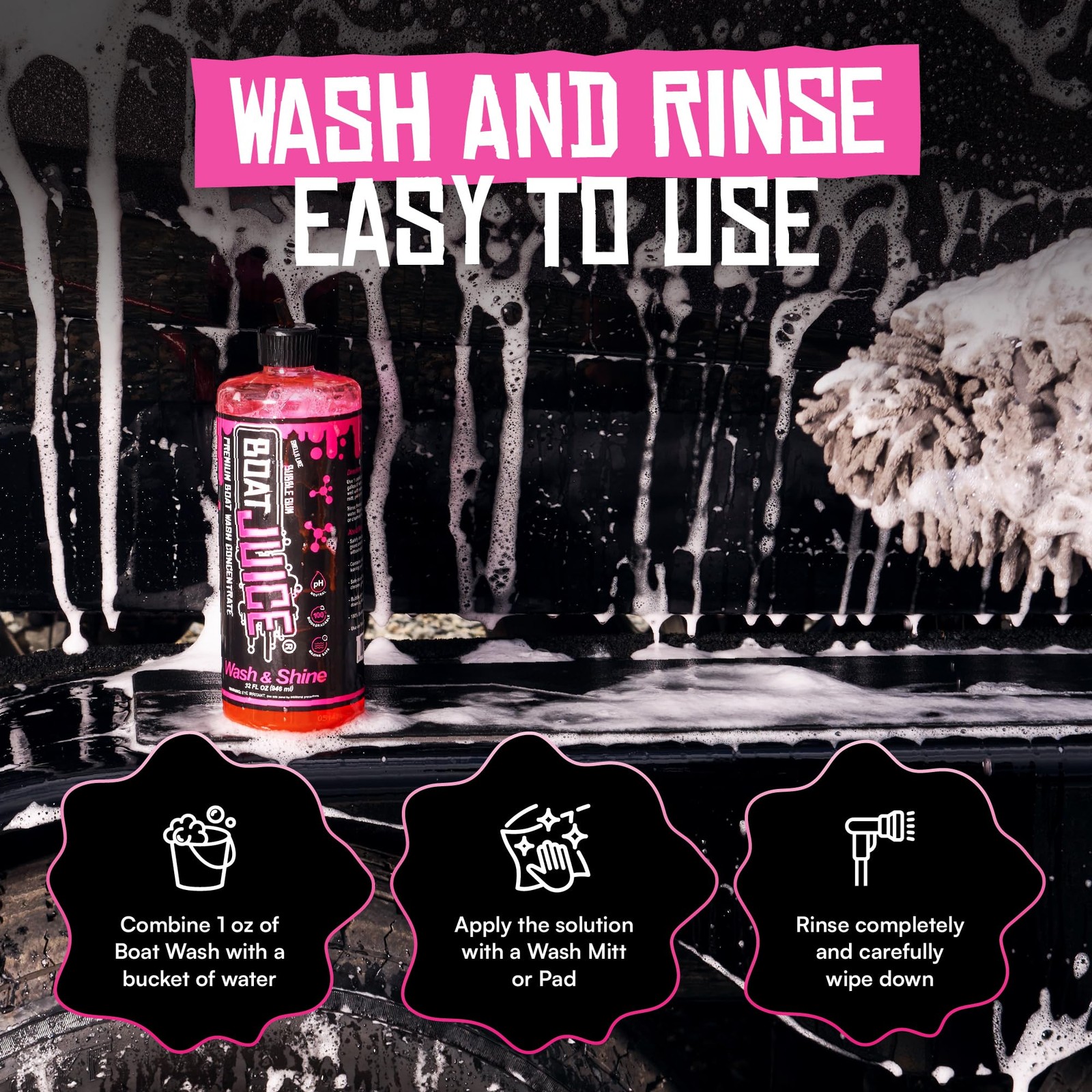 Boat Juice Boat Wash & Shine | pH Neutral Boat Wash & Wax Soap for Fiberglass…