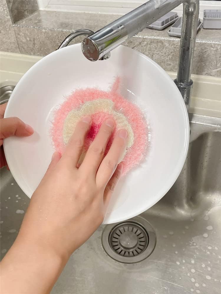 Cherry Blossom Shaped Acrylic Dish Scrubber, Flower Shaped Hand Crochet