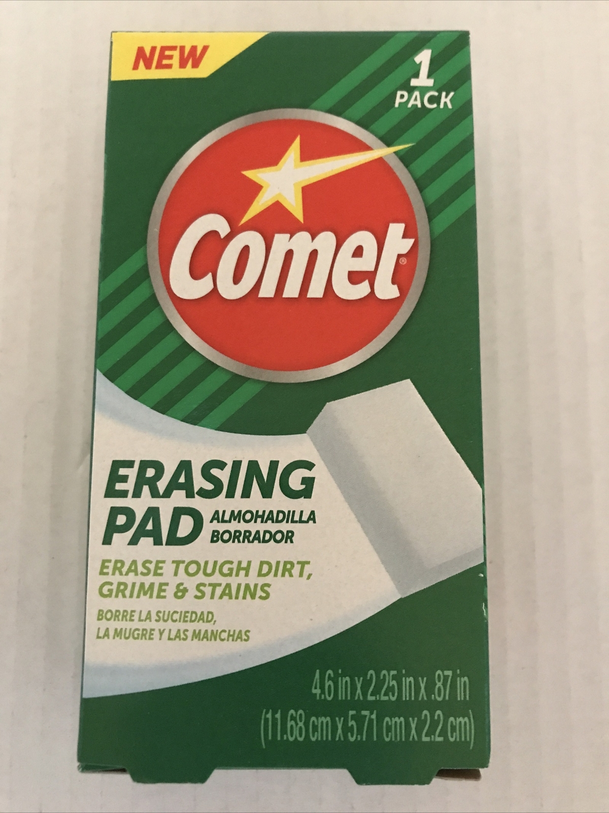 Comet Erasing Pad Single Sponge Erase Tough Dirt Grime & Stains (2-FD-18)