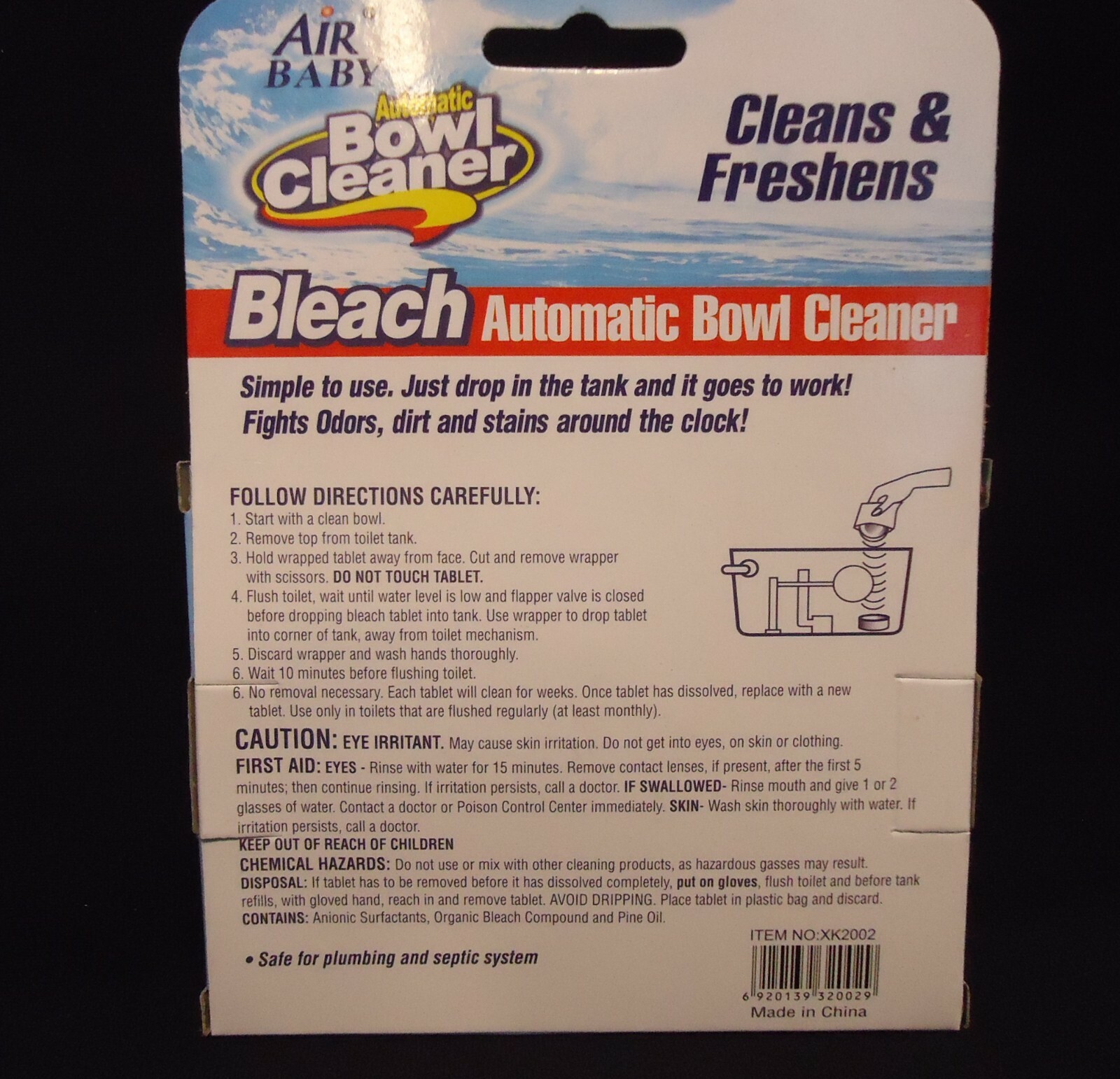 18 Tabs Air Baby Automatic Toilet Bowl Cleaner Bleach & BlueTab (Total 9 Packs)