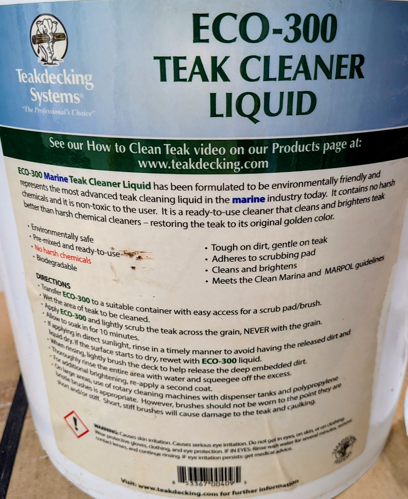 Teak Decking Systems ECO-300 Liquid Teak Cleaner 5-gal