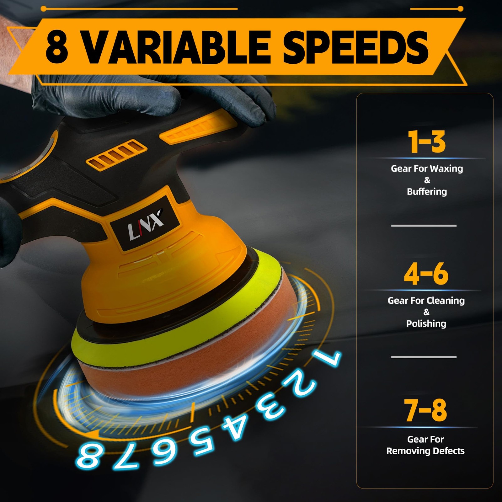 Cordless Buffer Polisher for Dewalt 20V Battery, 6 Inch Car Polisher with 8 V…