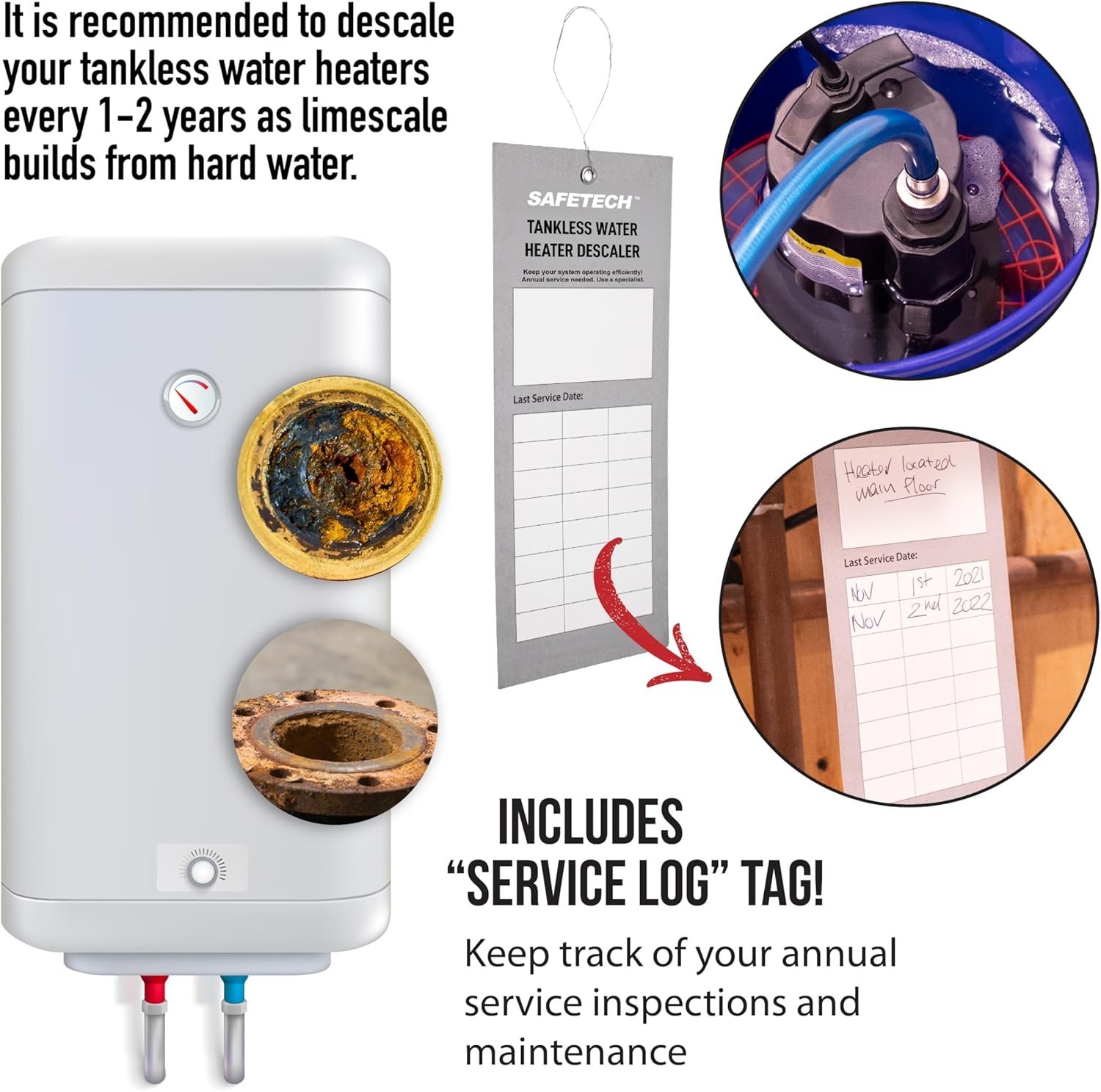Tankless Water Heater Flushing Kit, 5-Gallon Screw-Top Lid, 4 Quarts Descaler