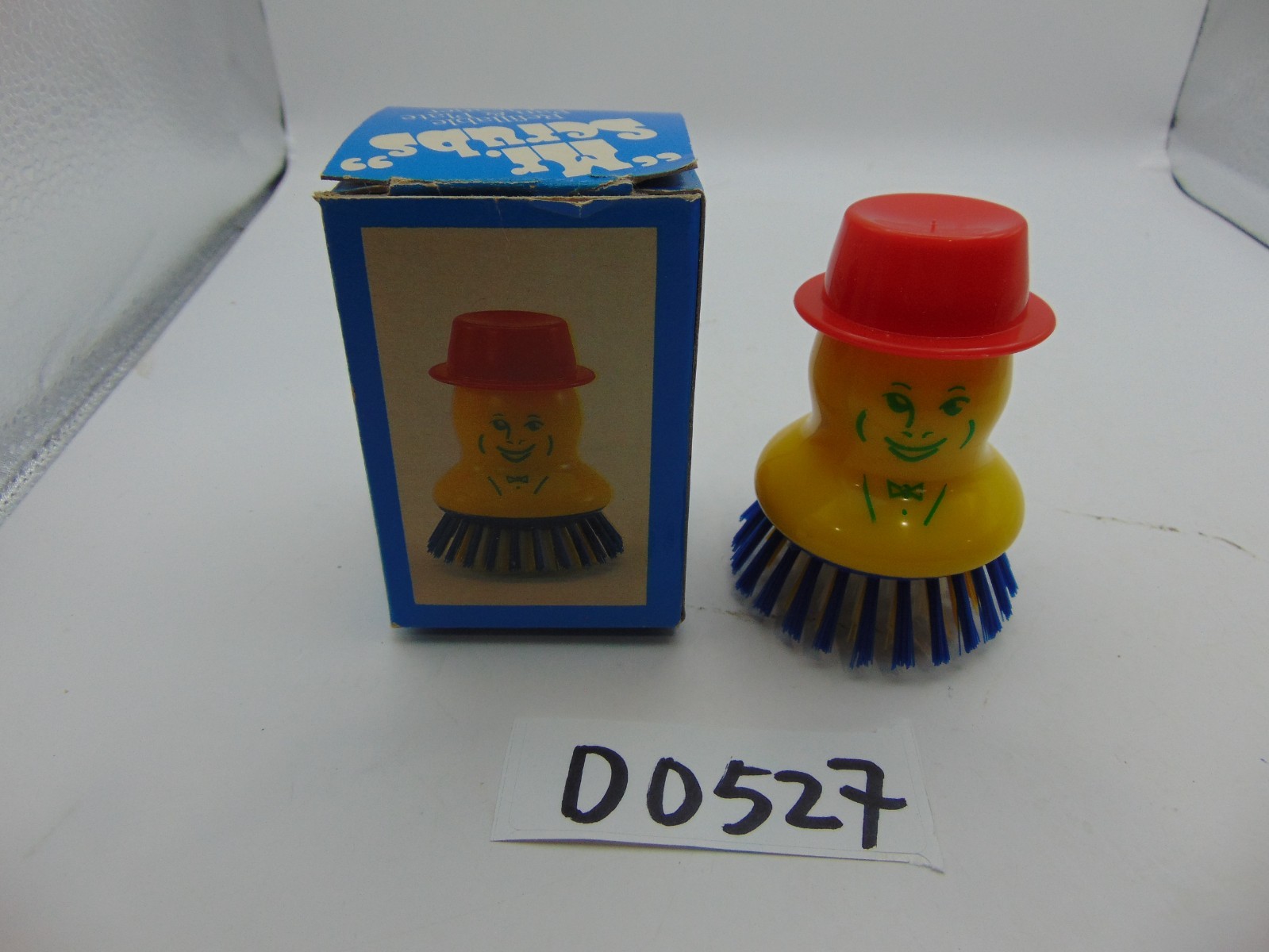 Mr. Scrub Refillable Pan Cleaner Scrubber Red Hat Yellow Face Taiwan Vintage