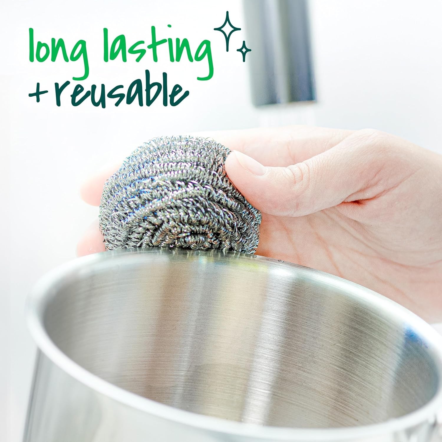 Scotch-Brite Stainless Steel Scrubbers, Scouring Pads for Cleaning Tough Baked..