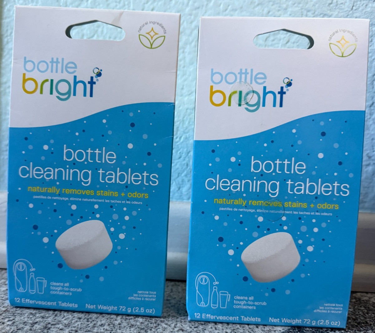 BOTTLE BRIGHT 2-Pack (24 Tablets) Clean Stainless, Thermos, Tumblers Cleaner NEW