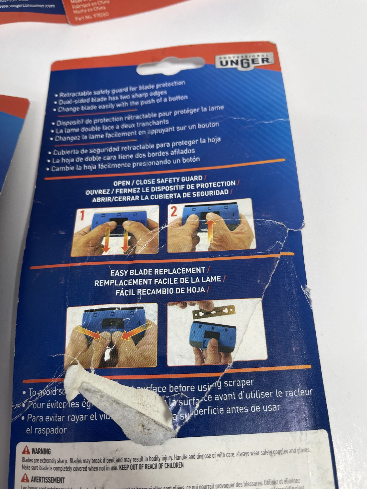 5 Unger Professional 4″ Window & Glass Cleaning Scraper 970260 *W/Extra Blades*