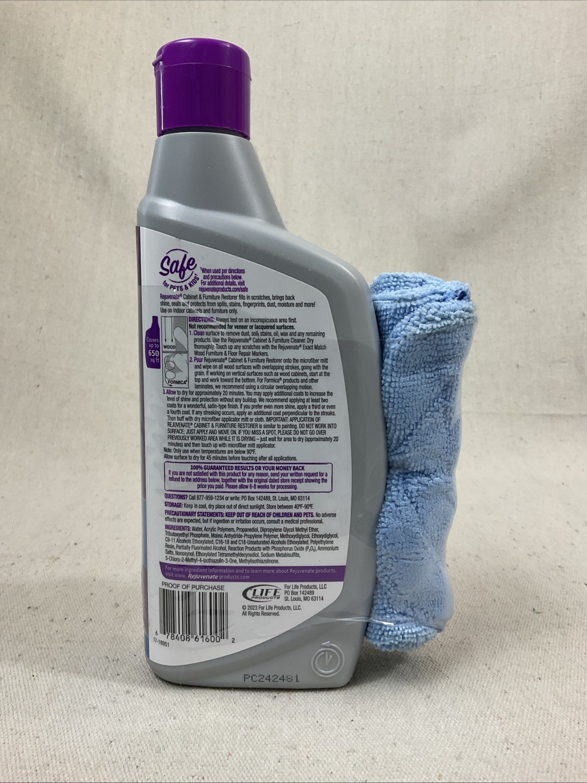 REJUVENATE RJ16CCLAM Cabinet and Furniture Restorer,16 oz 788N88
