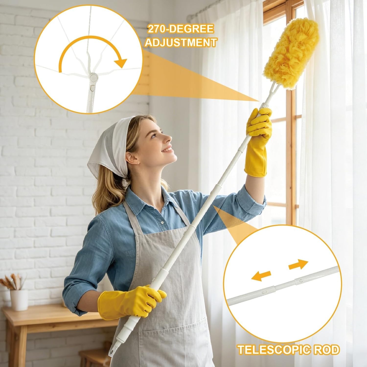 60 Count Heavy Duty Duster Refills, 360° Feather Duster with 2 Handle