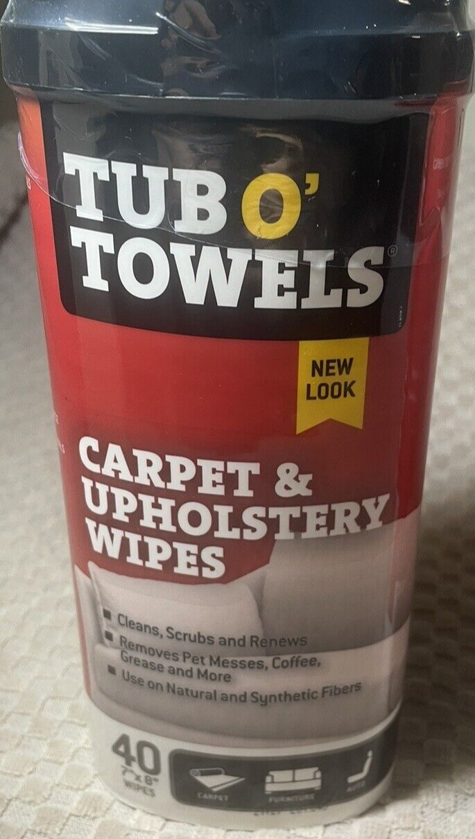 2 – Tub O Towels Carpet & Upholstrey 7″ x 8″ Size Cleaning Wipes, 40 Count