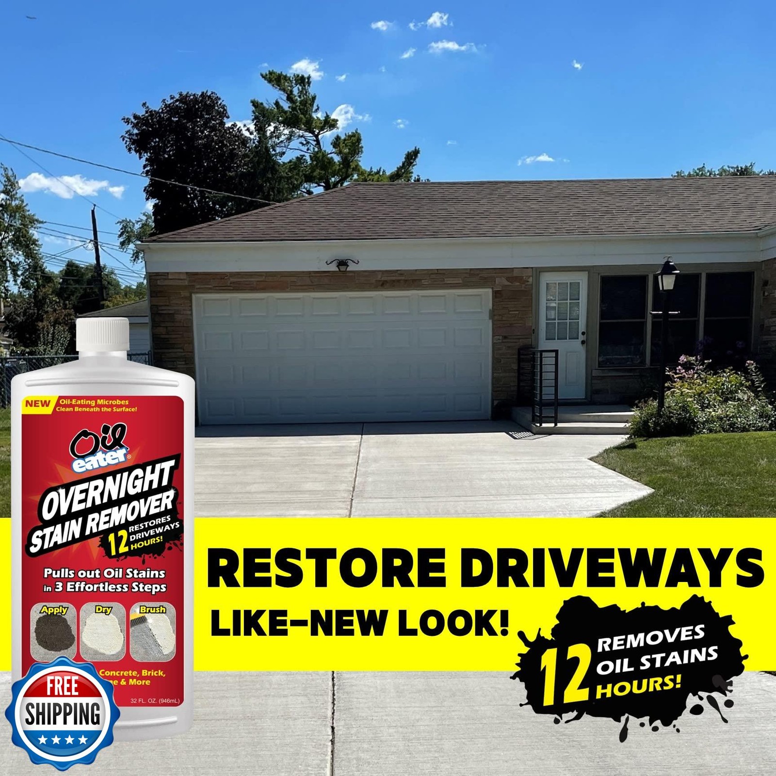 Overnight Stain Remover for Cleaning Oil Stains on Concrete, Driveway, Pavers