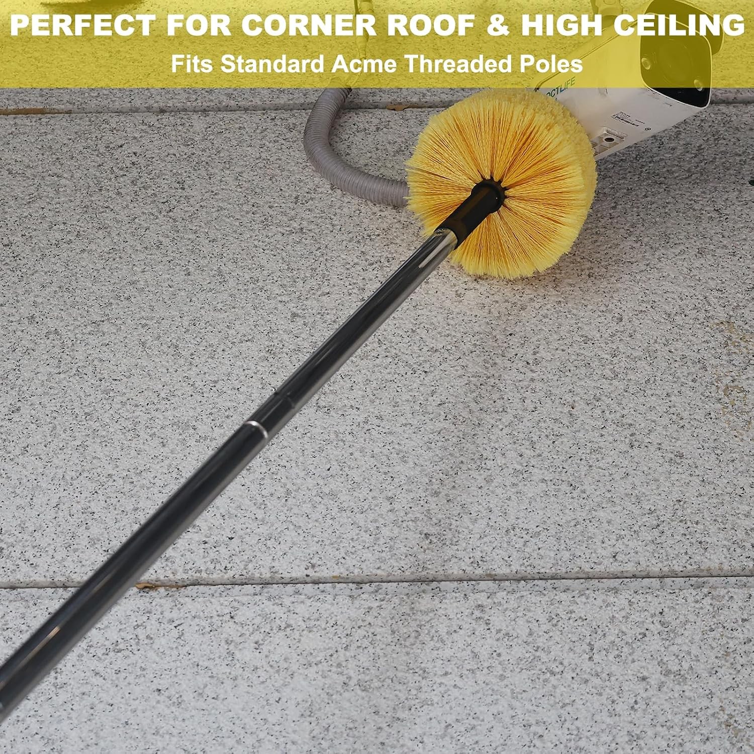 Yellow Twist-On Cobweb Duster Head Brush – Efficient Indoor & Outdoor Spider