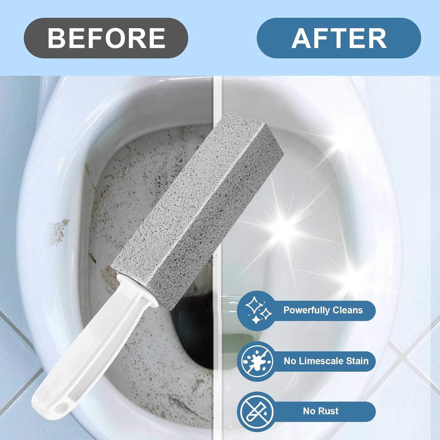 5-Pack Toilet Pumice Stone with Handle Hard Water Ring Cleaner Toilet Bowl Scrub