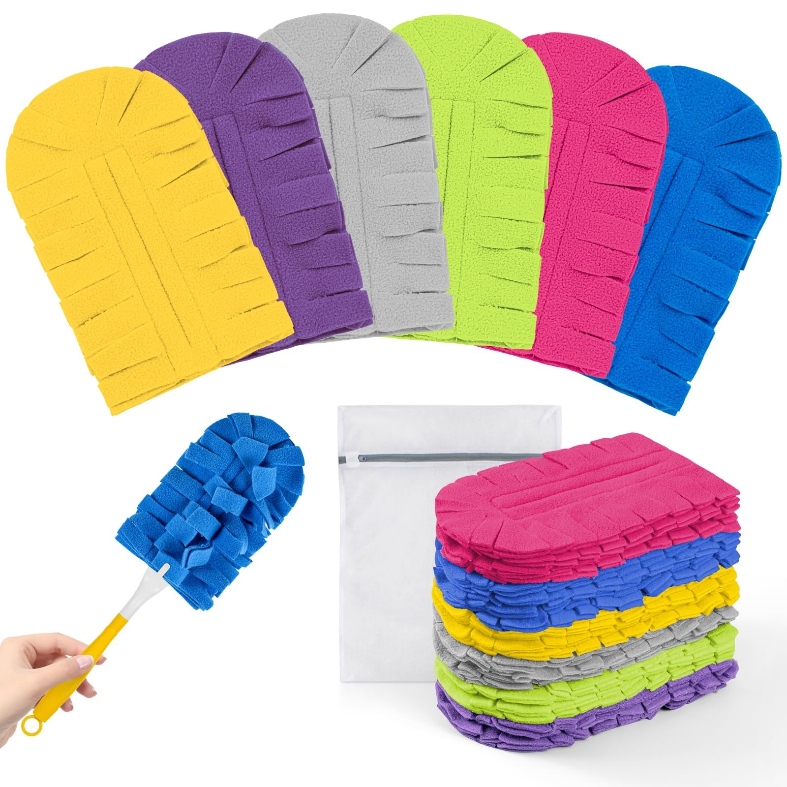12 PCS Reusable Duster for Swiffer, Washable 360 Fleece Duster Refills for Fa…