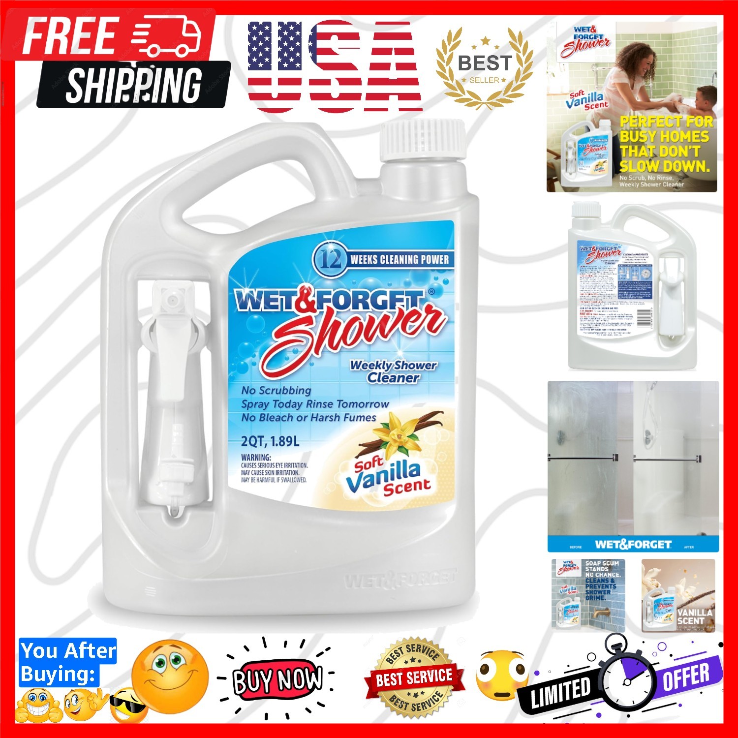 Shower Cleaner Weekly Application Requires No Scrubbing, Bleach-Free Formula,…