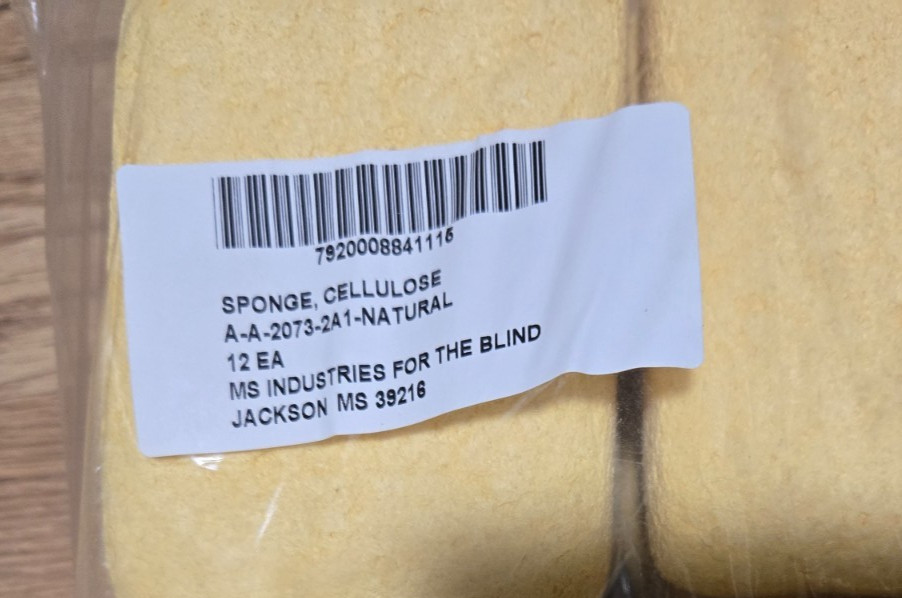 Cellulose Sponge, 12 pk Large Yellow, wet 6.25″ x 4.25″ x 2-1/8″, Commercial