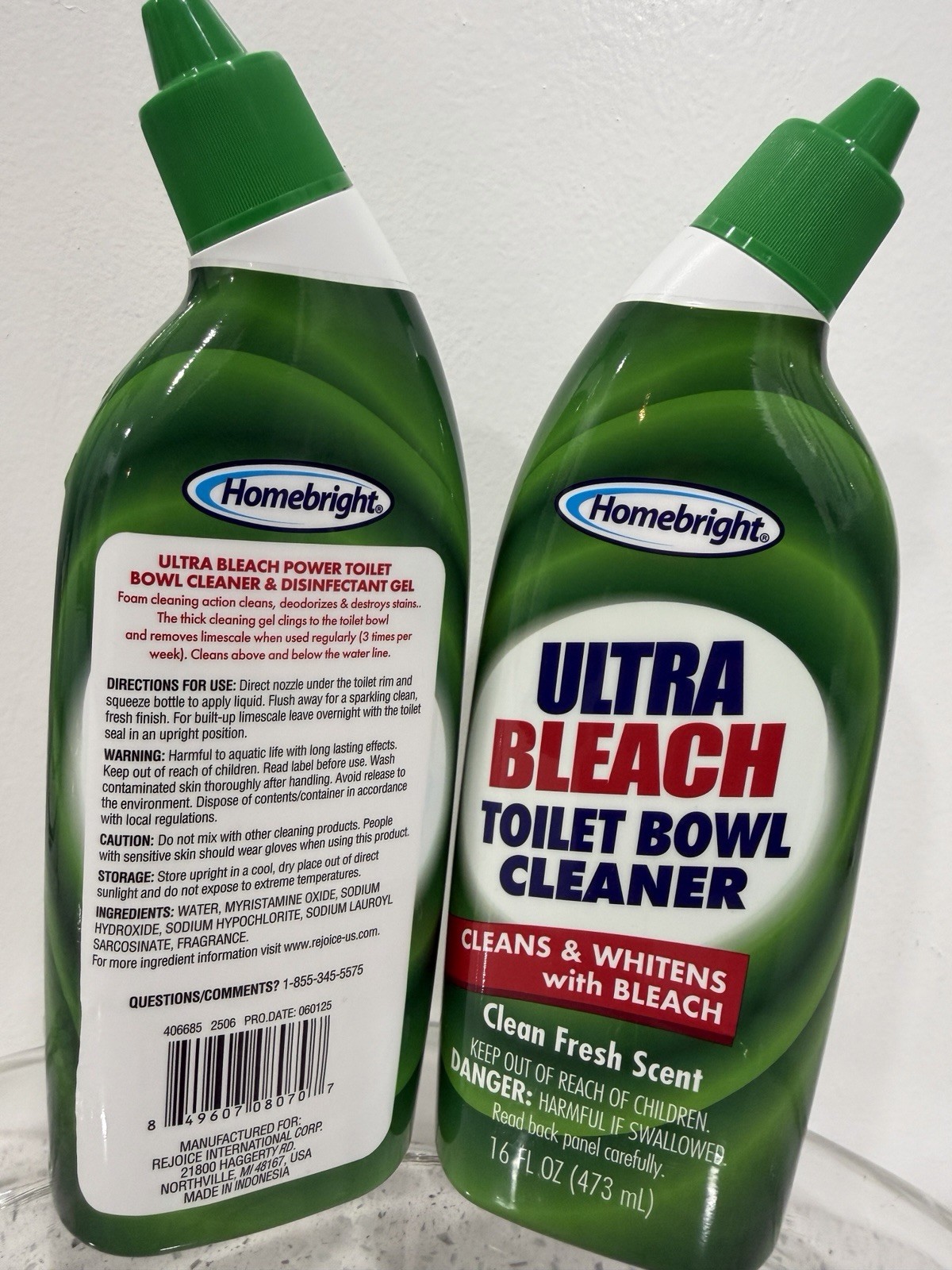 Lot of 2 Homebright Ultra Bleach Toilet Bowl Cleaner Spring Scent 16 fl oz NEW