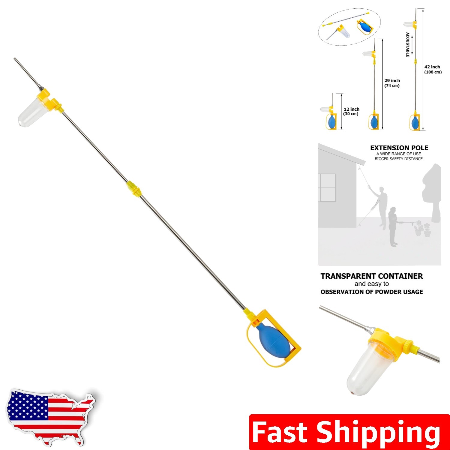 Adjustable Powder Duster Sprayer | 12″-42″ | Pest Control & Pollination