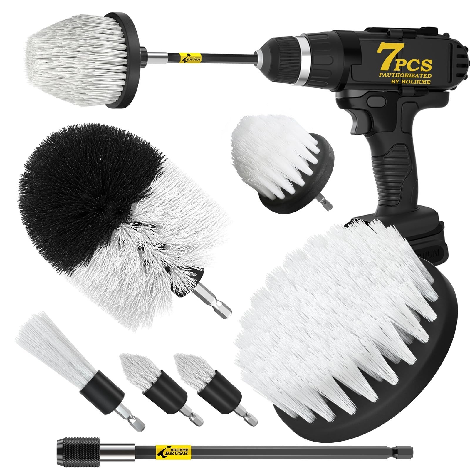 7Pc Drill Brush Set Car Detailing Kit Power Scrubber for Bathroom, Carpet, Tile