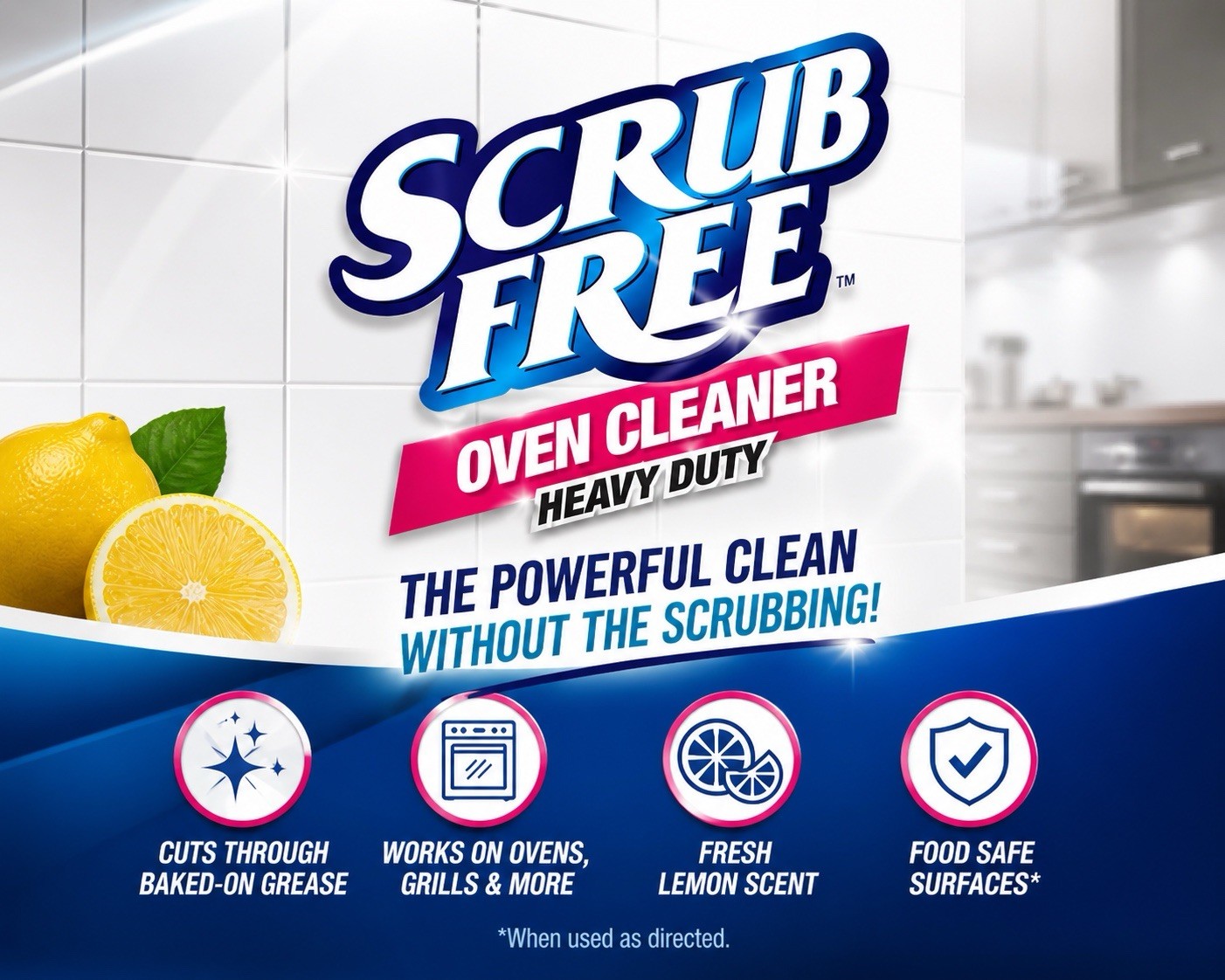 SCRUB FREE OVEN CLEANER LEMON SCENT HEAVY DUTY 12oz 4 PK 🔹