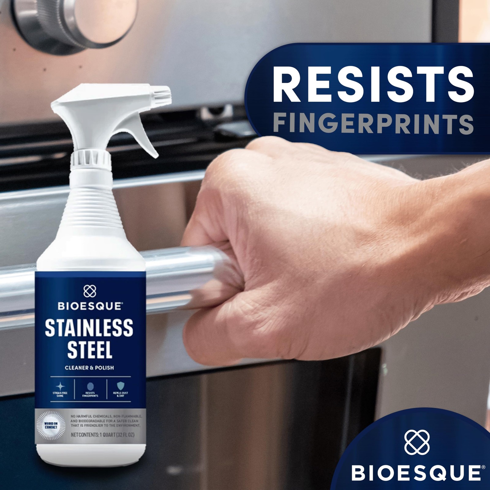 Stainless Steel Cleaner & Polish, Heavy Duty, Non-Abrasive, 32 Fl Oz (Pack of 1)