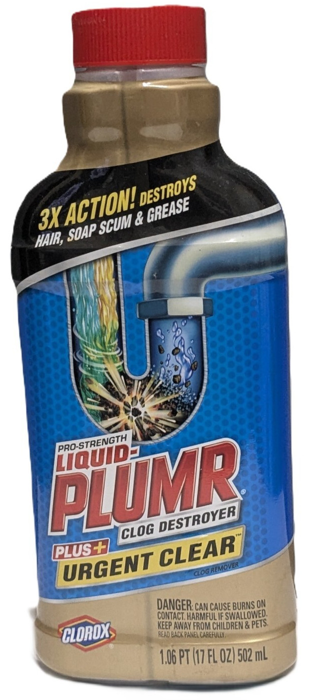 Liquid Plumr Urgent Clear 17 Oz. Pro-Strength Liquid Drain Cleaner 3 ACTION!
