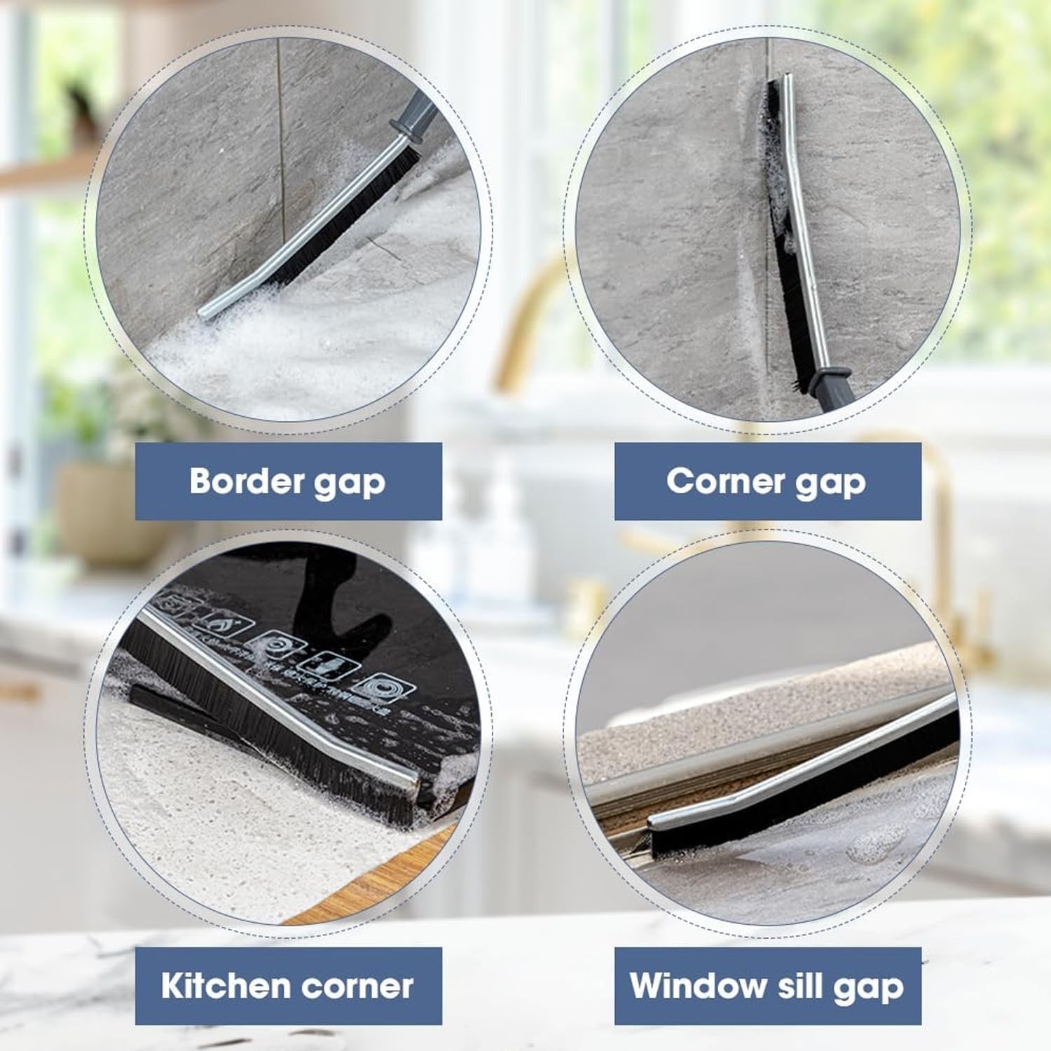 Durable 3-Piece Crevice Cleaning Brush Set with Hanging Hole for Easy Storage