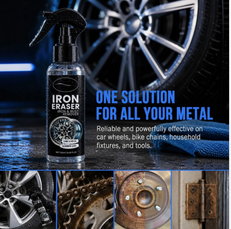 Iron Eraser Rust Remover Spray, Car Wheel Paint Brake Dust Fast Cleaner 120ML US