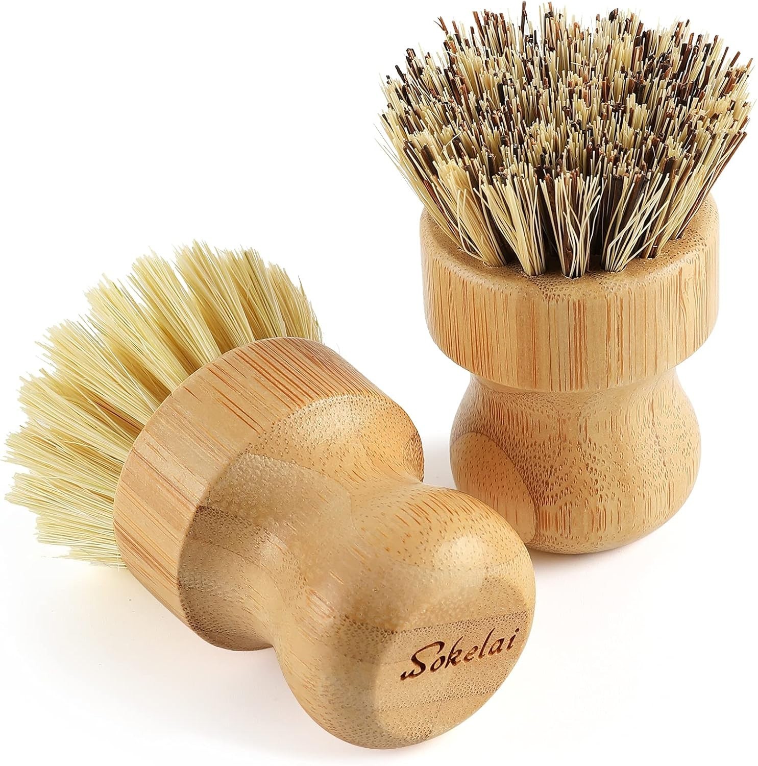 Bamboo Dish Scrub Brushes Set for Kitchen – Wooden Cleaning Scrubbers Brushes