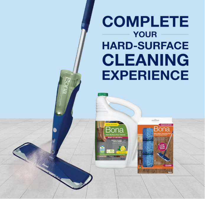 Bona Multi-Surface Floor Cleaner Refill, 128 fl oz, Lemon Mint, For Tile & Vinyl