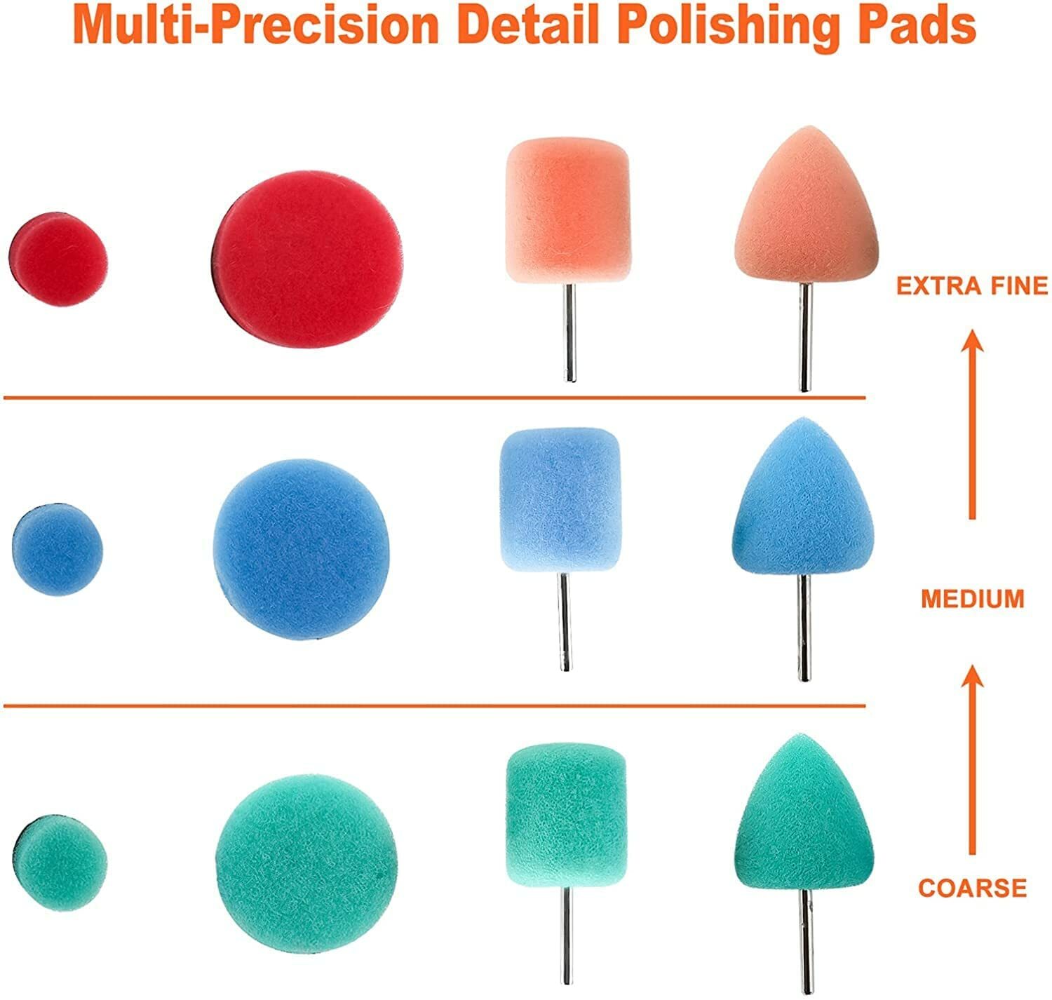 24pcs Burnishing Sponge Metal Pad Polishing Foam Cone Car Burnish Wheel Hub Tool