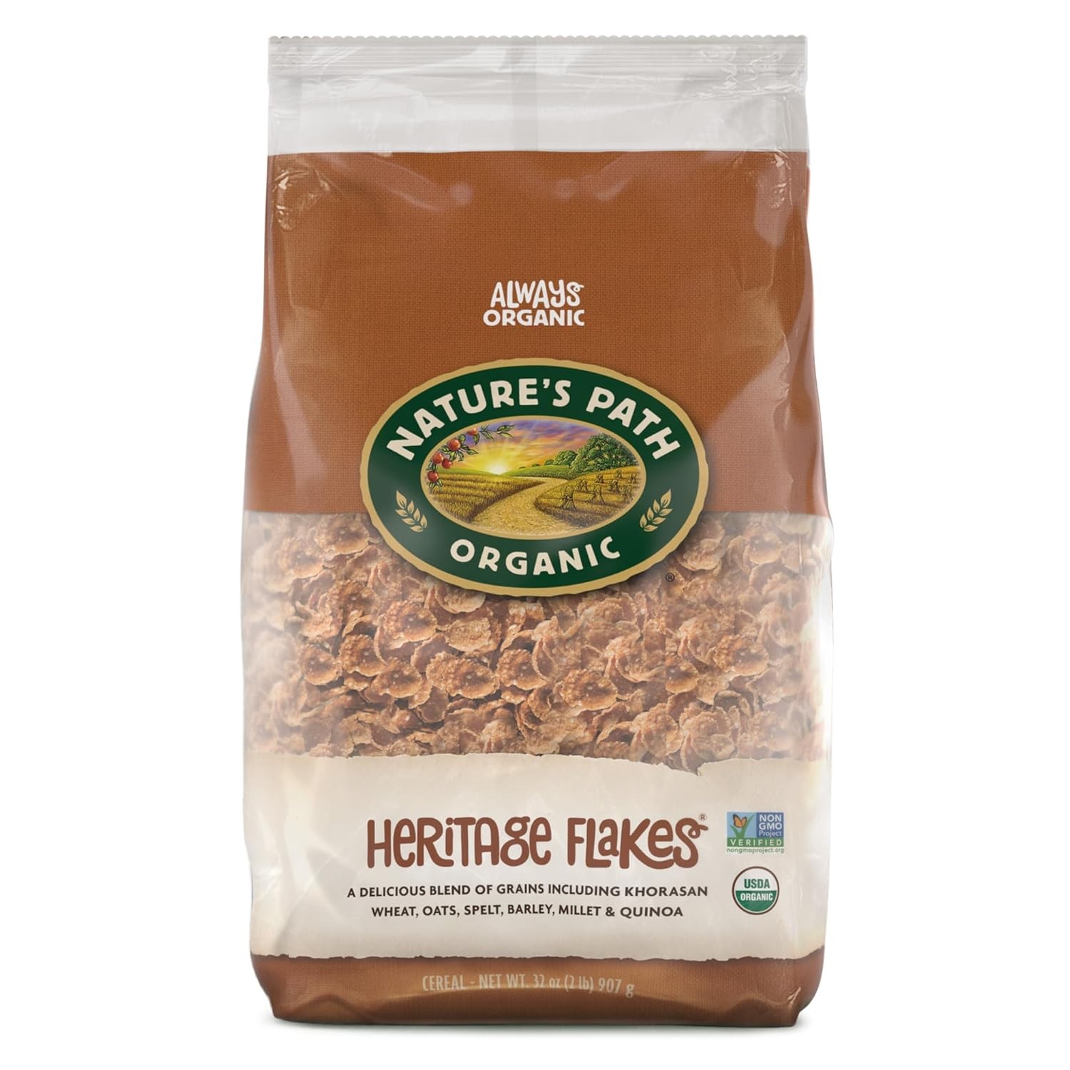 Nature’s Path Organic Heritage Flakes? Cereal, 32 oz (Pack of 6), Ancient Grai