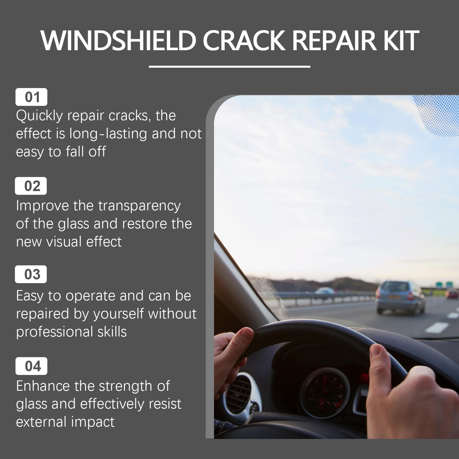 Automotive Glass Repair Kit Fluid Fix Car Windshield Resin Chip Crack Tool
