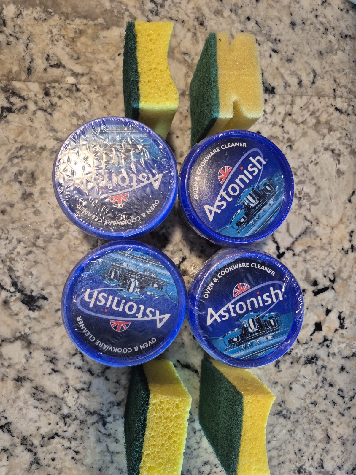 8 PACK Lot Astonish Oven Cookware Cleaner Cleaners 4 x 17 oz + 4 Scrubbers