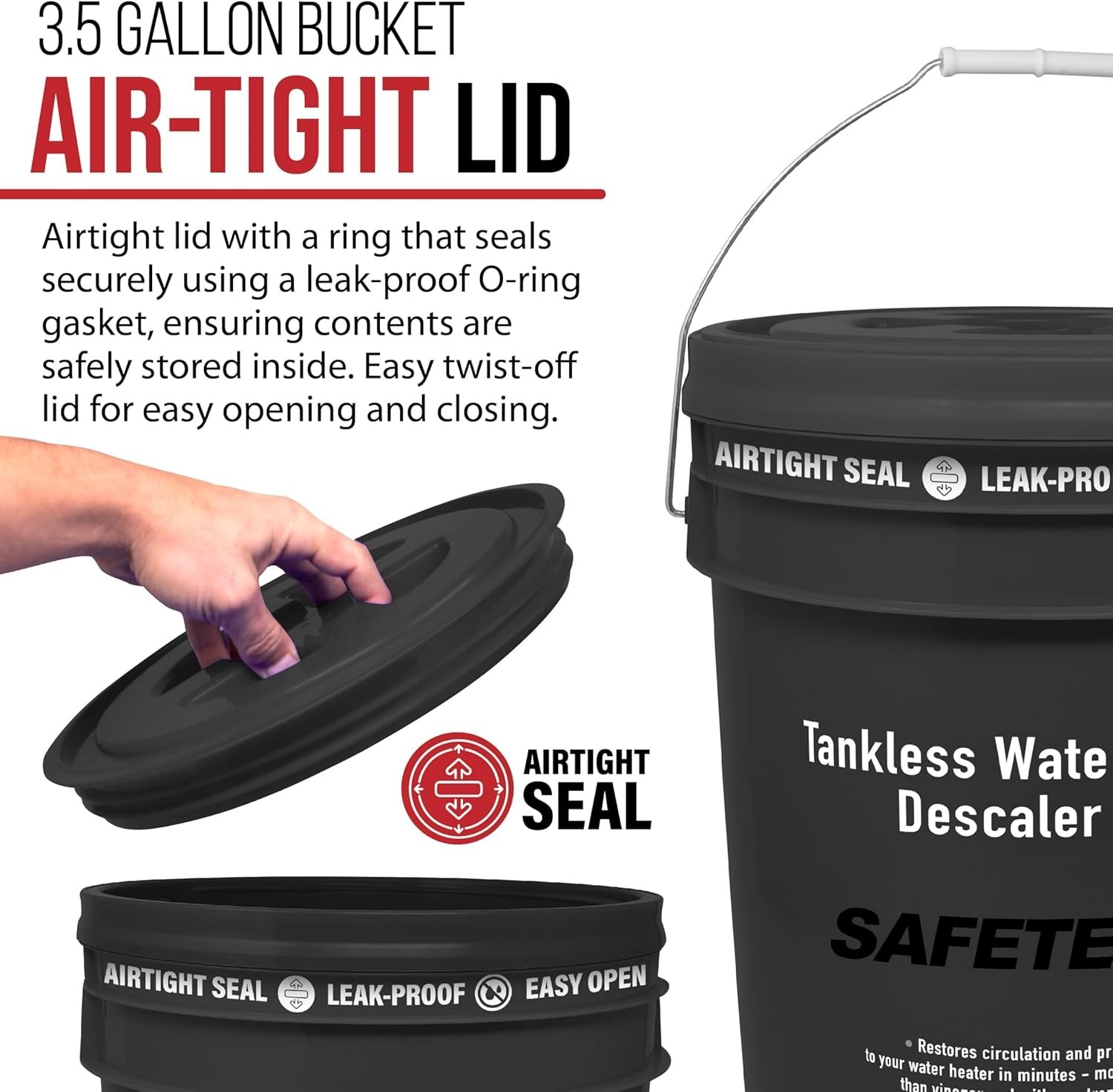 Tankless Water Heater Flushing Kit, 5-Gallon Screw-Top Lid, 4 Quarts Descaler