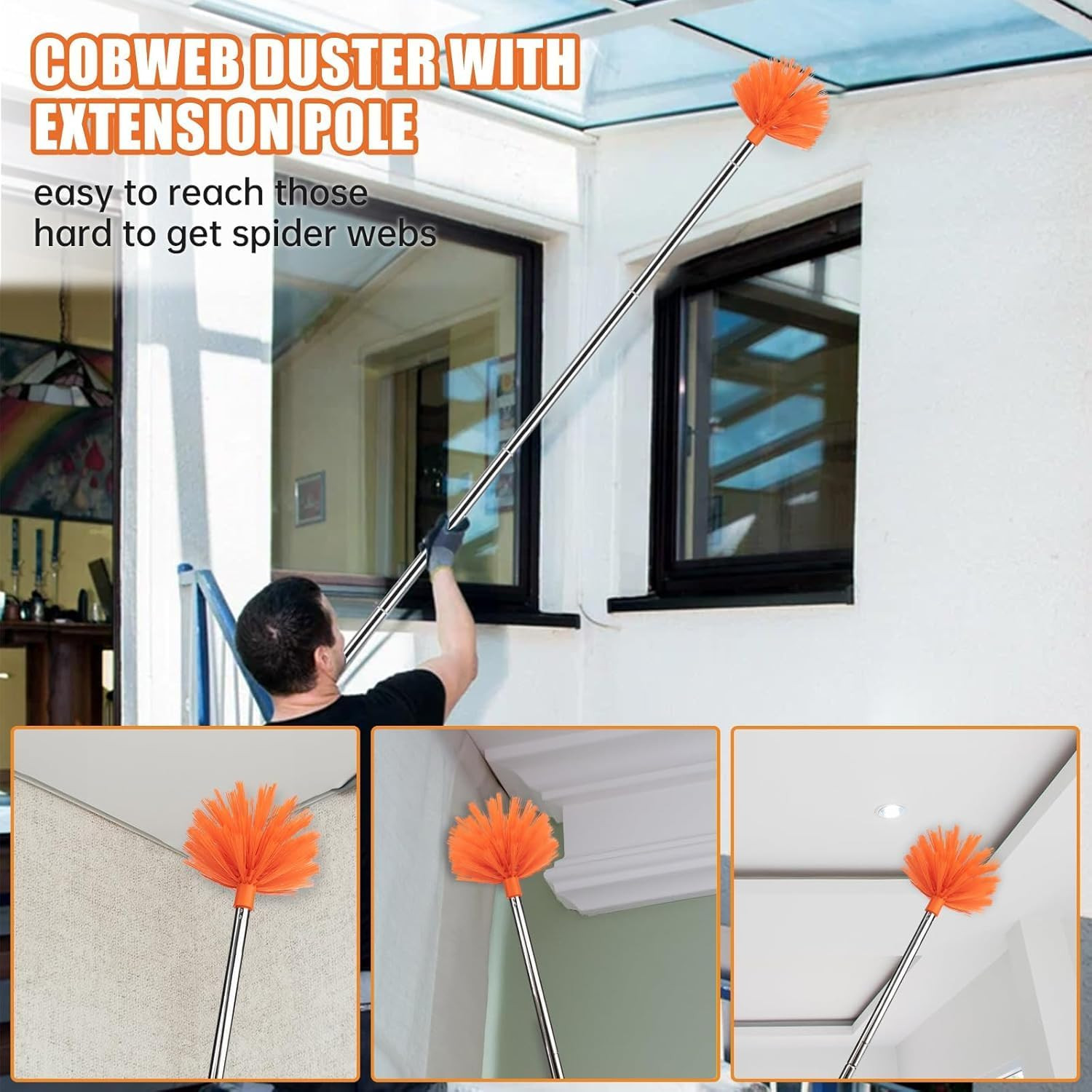 Ceiling Fan Cleaner Duster Kit with 60″ Extension Pole, 14 PCS | 14″-60″ Adjusta