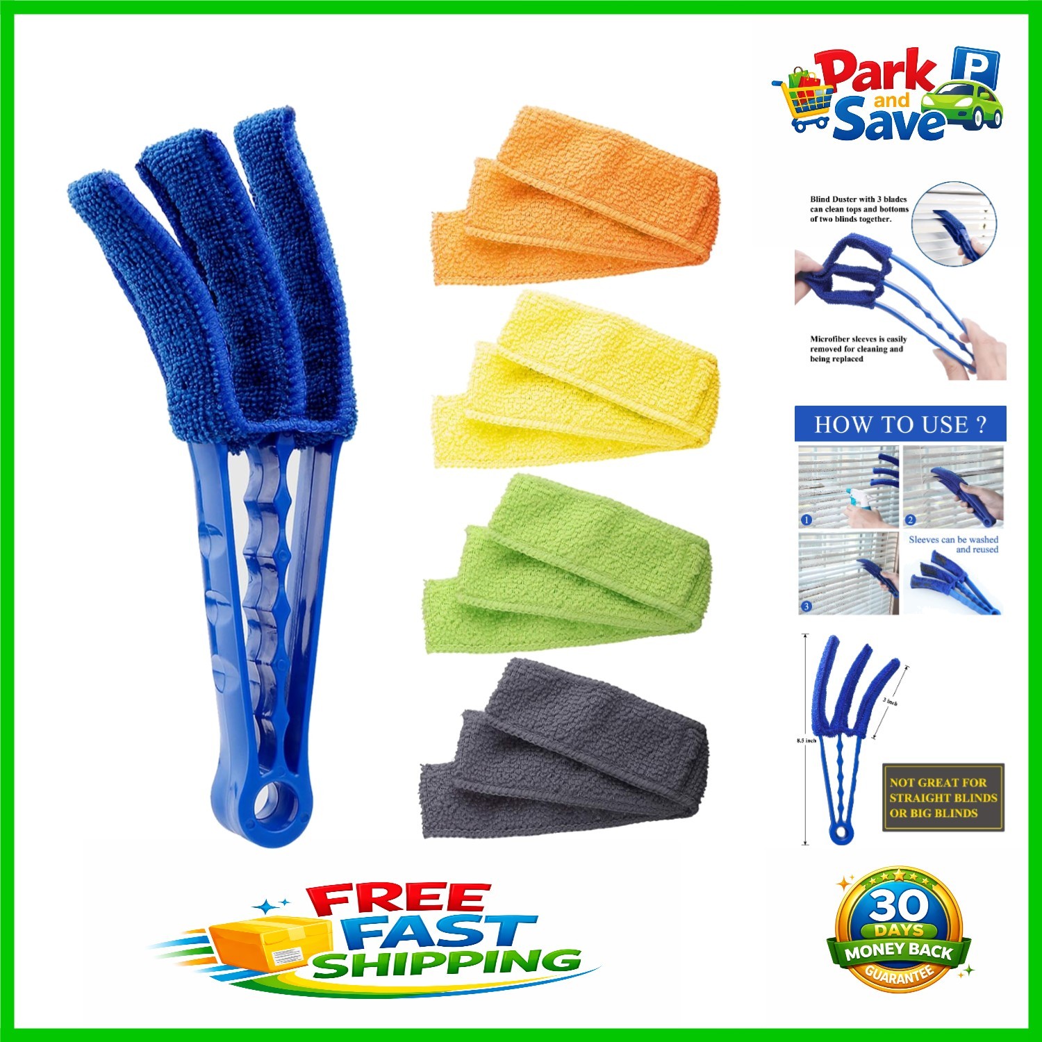 Enhanced Microfiber Blind Duster for Quick Dusting – 8.5″ Long with 5 Sleeves