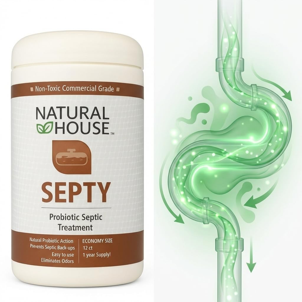 Natural House Septy – Plant-Based Enzyme Pods for Septic-Safe Plumbing Care -…