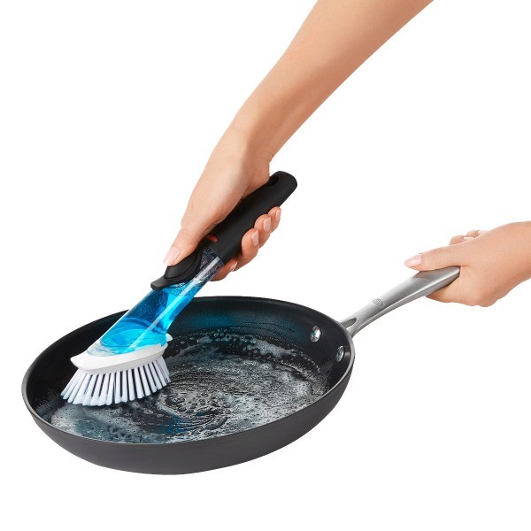 OXO Soap Dispensing Dish Brush Storage Set:for Multi-Surface Cleaning, Black
