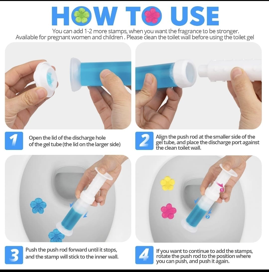 2Packs for 12 Uses Each -Toilet Cleaner Gel Stamp Deodorizer Fresh Ocean Scent