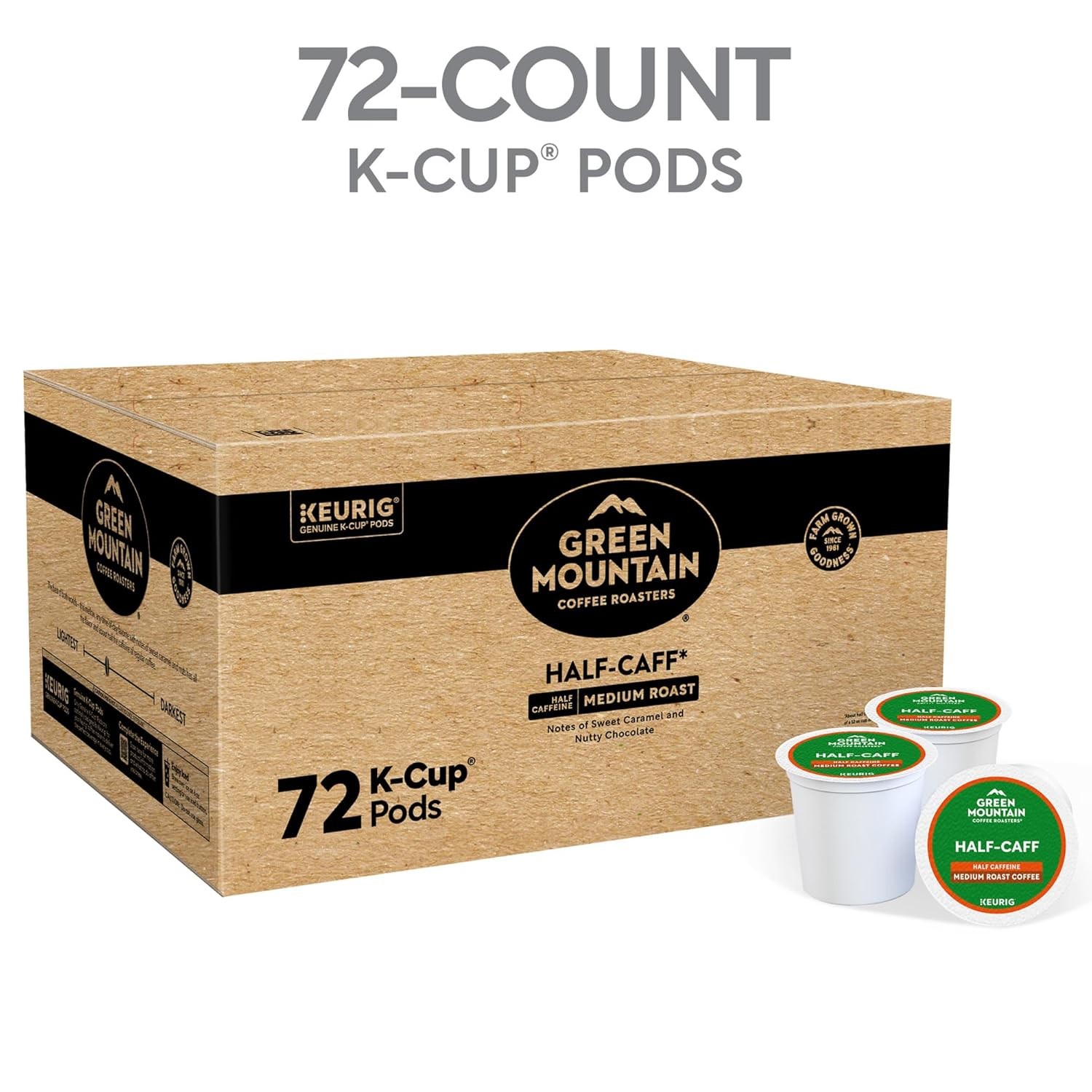 Green Mountain Coffee Roasters Half Caff Keurig Single-Serve K-Cup pods, Mediu