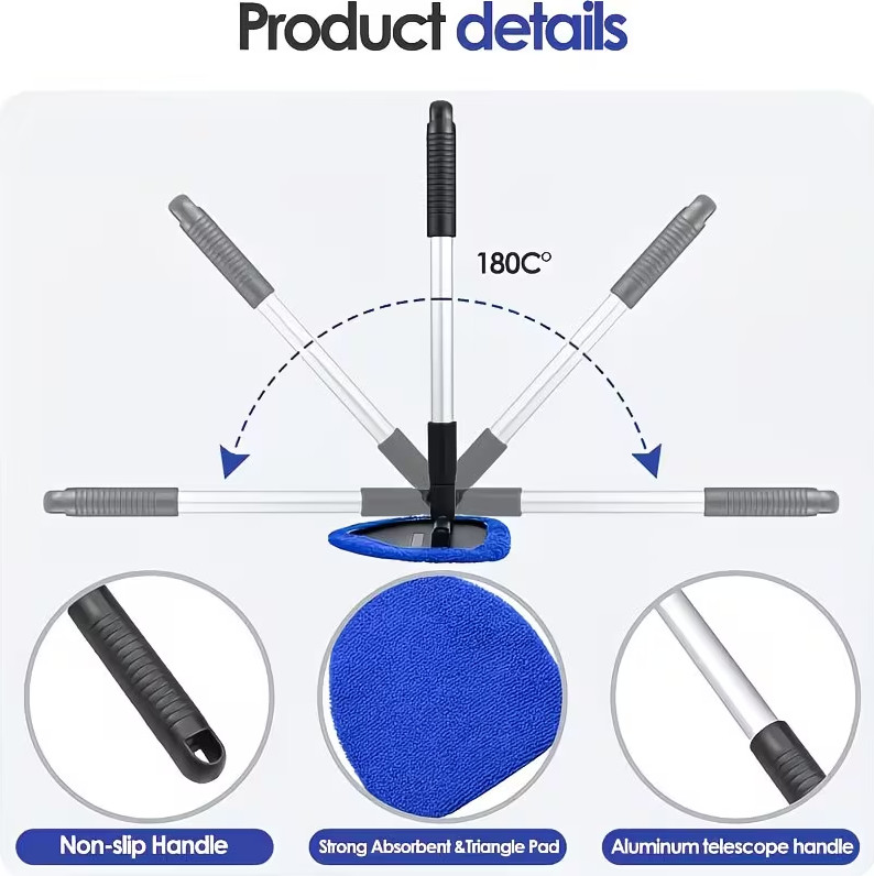 Windshield Cleaning Tool Kit Car Window Glass Wiper Cleaner Brush Pad Extendable