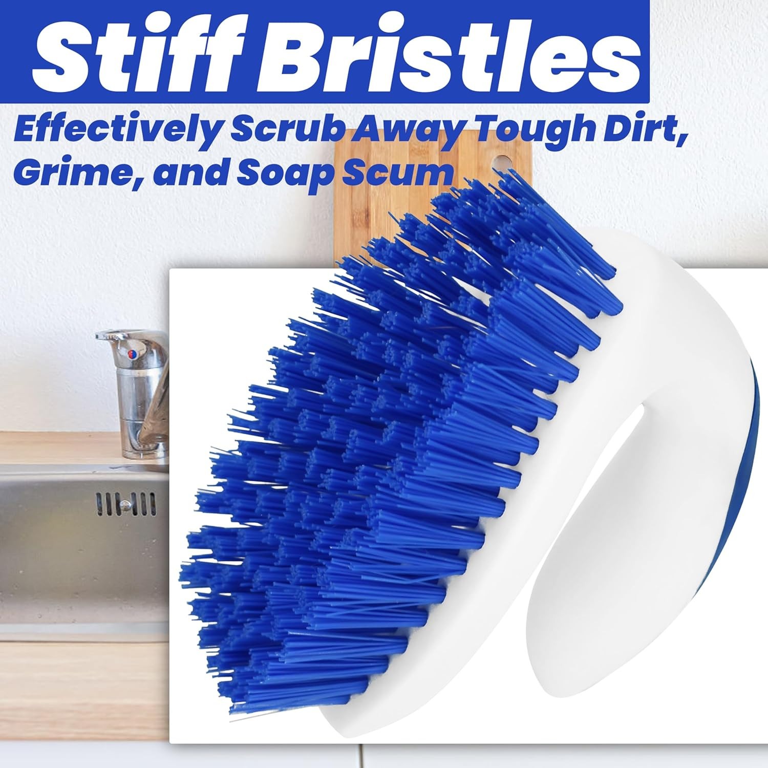 2 Pack Scrub Brushes Stiff Bristle Cleaning Brush Bathroom Tile Floor
