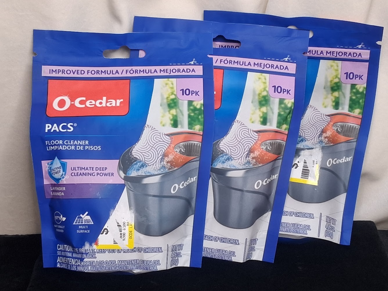 O Cedar PACS Hard Floor Cleaner Lavender Scent 10 Count 3 Pack Bundle 30 Total
