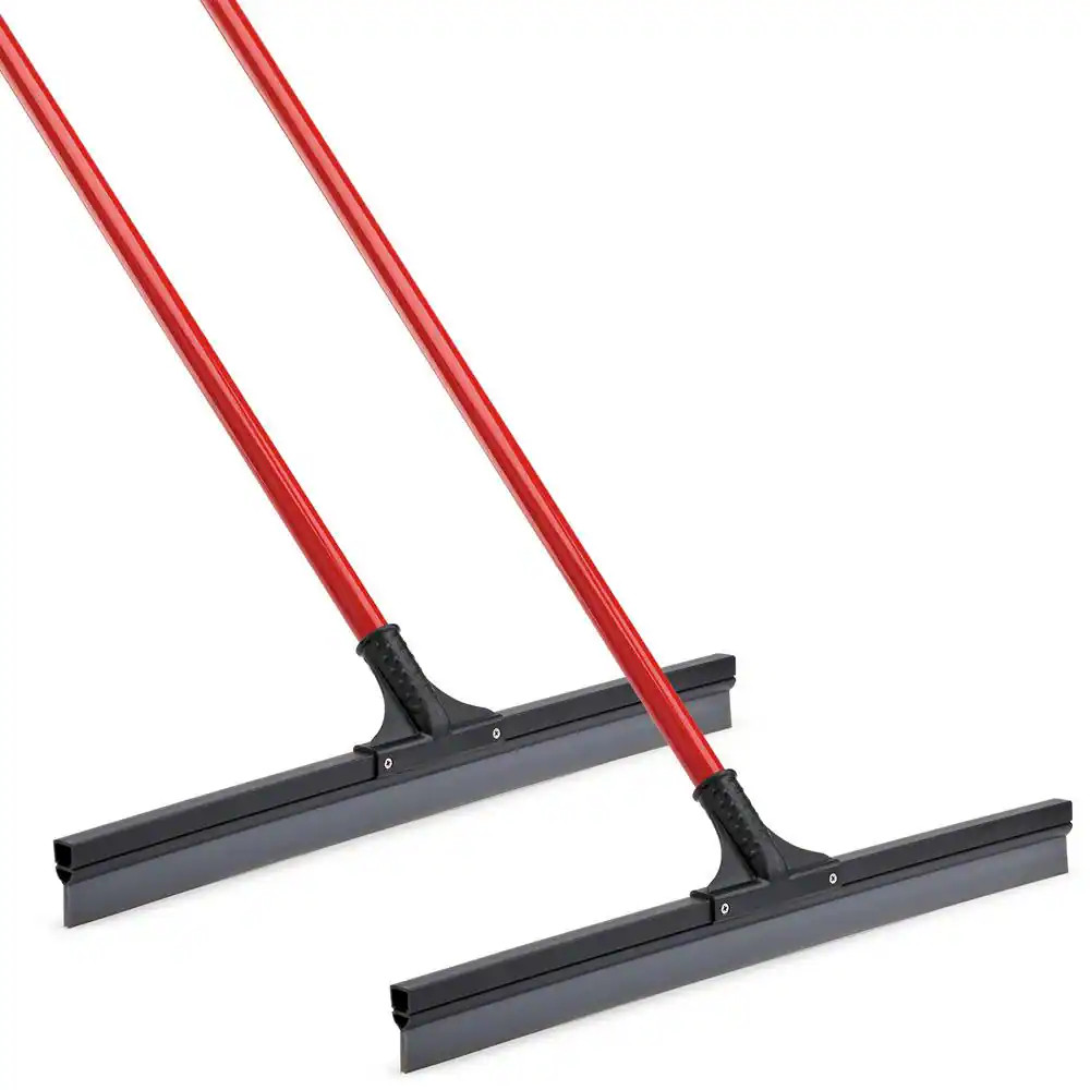 24 In. PVC High Power Multi-Surface Rubber Floor Squeegee with 60 In. Steel Hand
