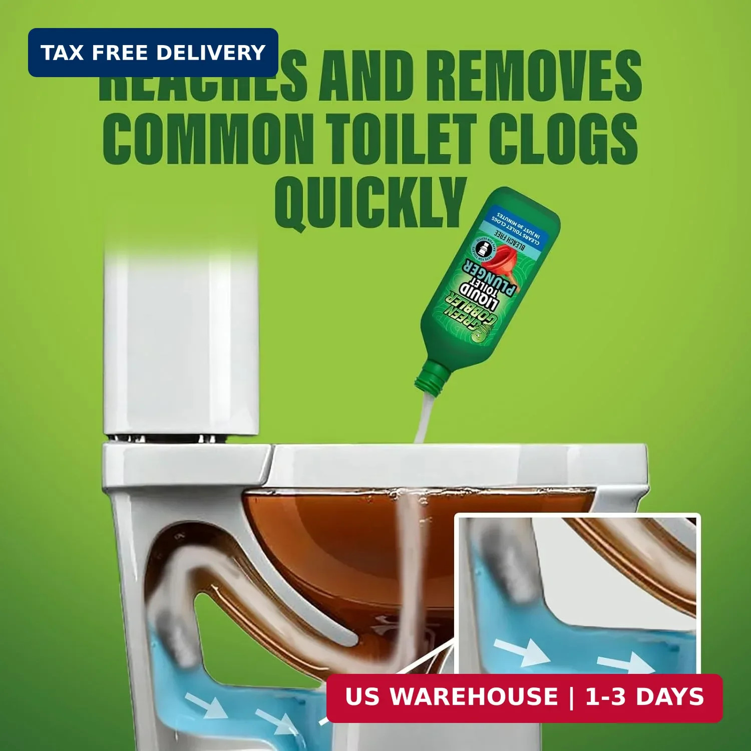 Green Gobbler Liquid Toilet Plunger | Clog Remover | Safe for Toilets and Septic