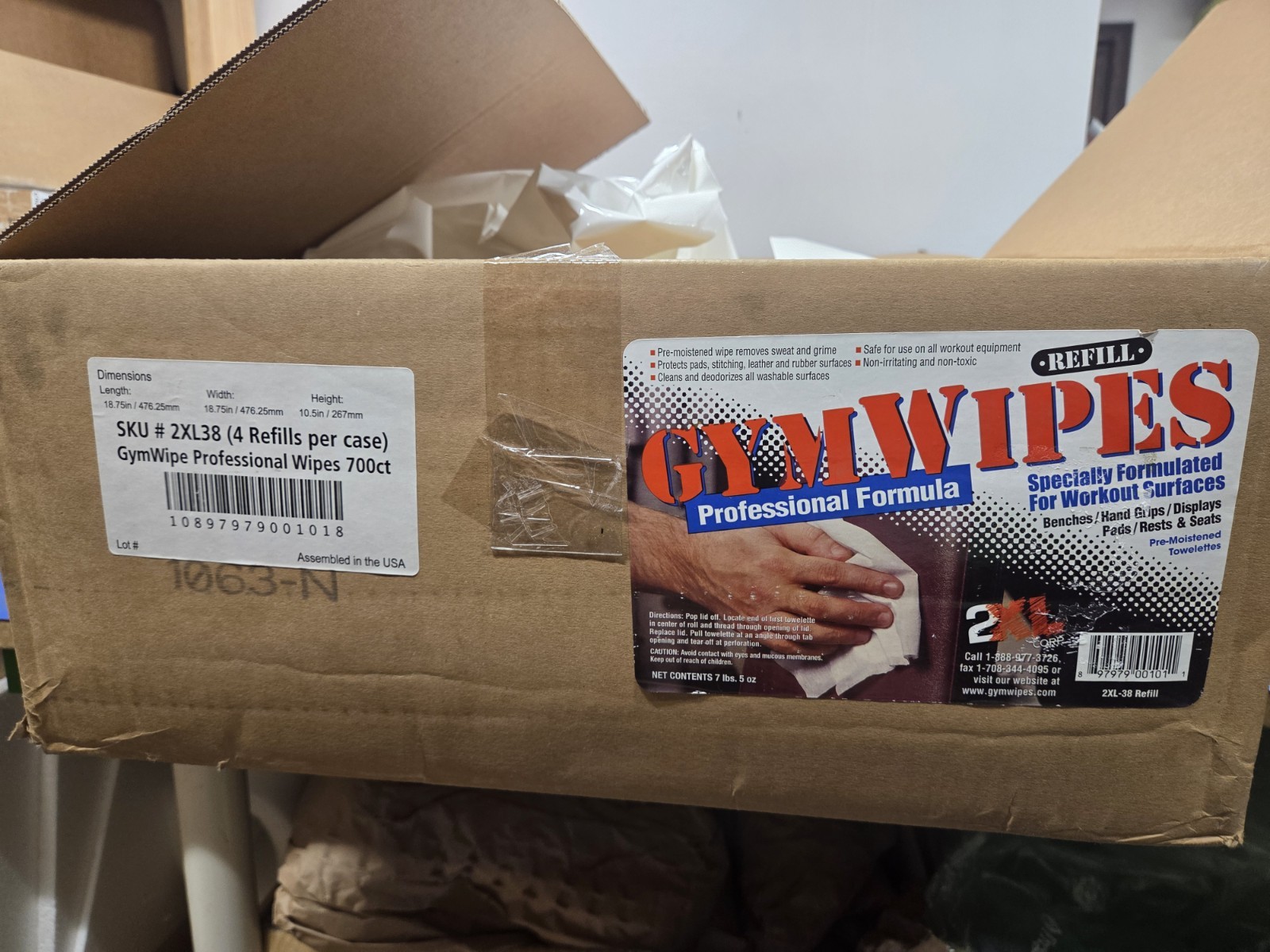2XL 2XL38 Gym Wipes,8 in x 6 in,700 ct,PK4 60JT99