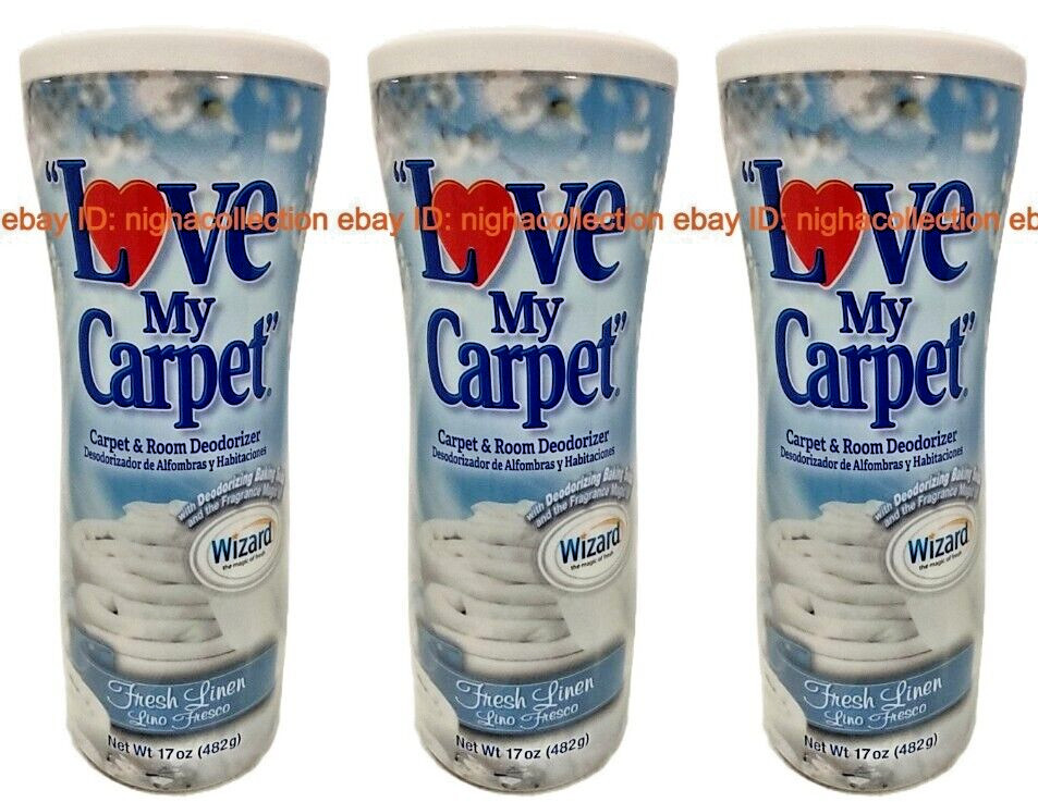 3 x LOVE MY CARPET 2-in-1 Carpet & Room Deodorizer Fresh Linen 17 OzEa SEALED
